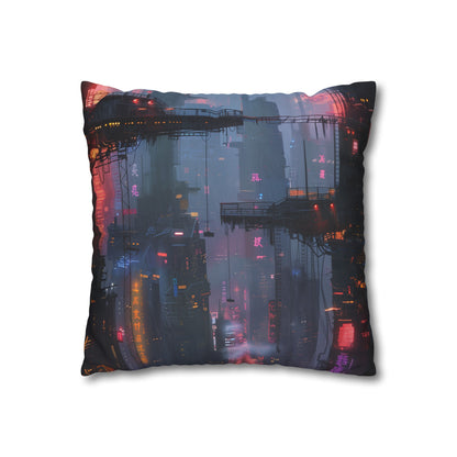 "Neon City Nights Pillowcase: Cyberpunk cityscape design, high-quality material, perfect for all seasons. Great gift idea!"