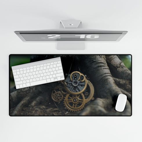 Tree Roots Growing into Clock Gears Gaming XXL Extended Desk Mat
