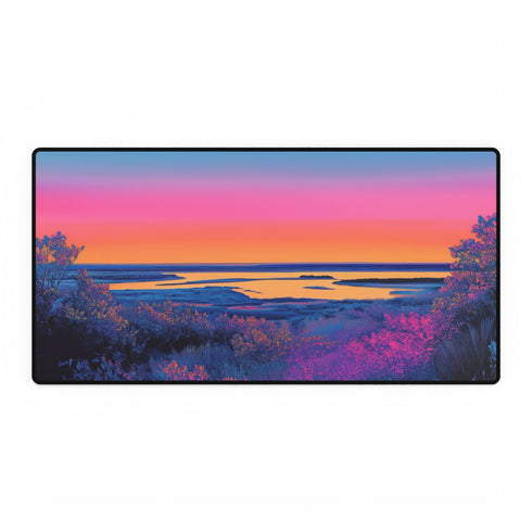 Neon Horizon Splitting Day and Night Gaming XXL Extended Desk Mat