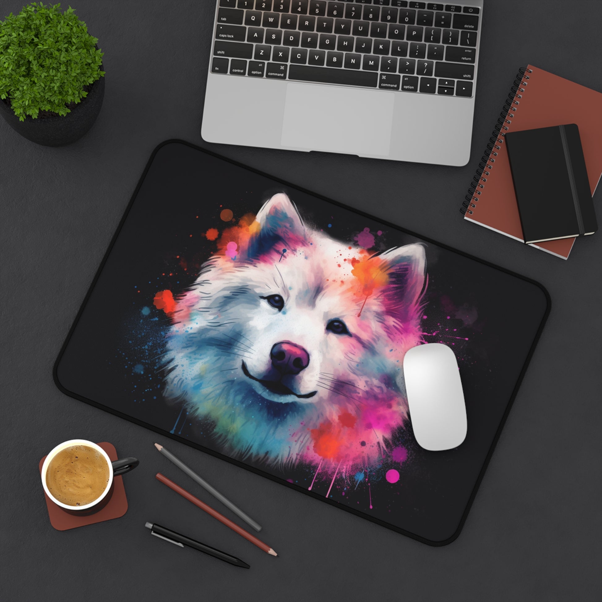 Adorable Samoyed Puppy Desk Mat - Brighten Your Workspace with Playful Design