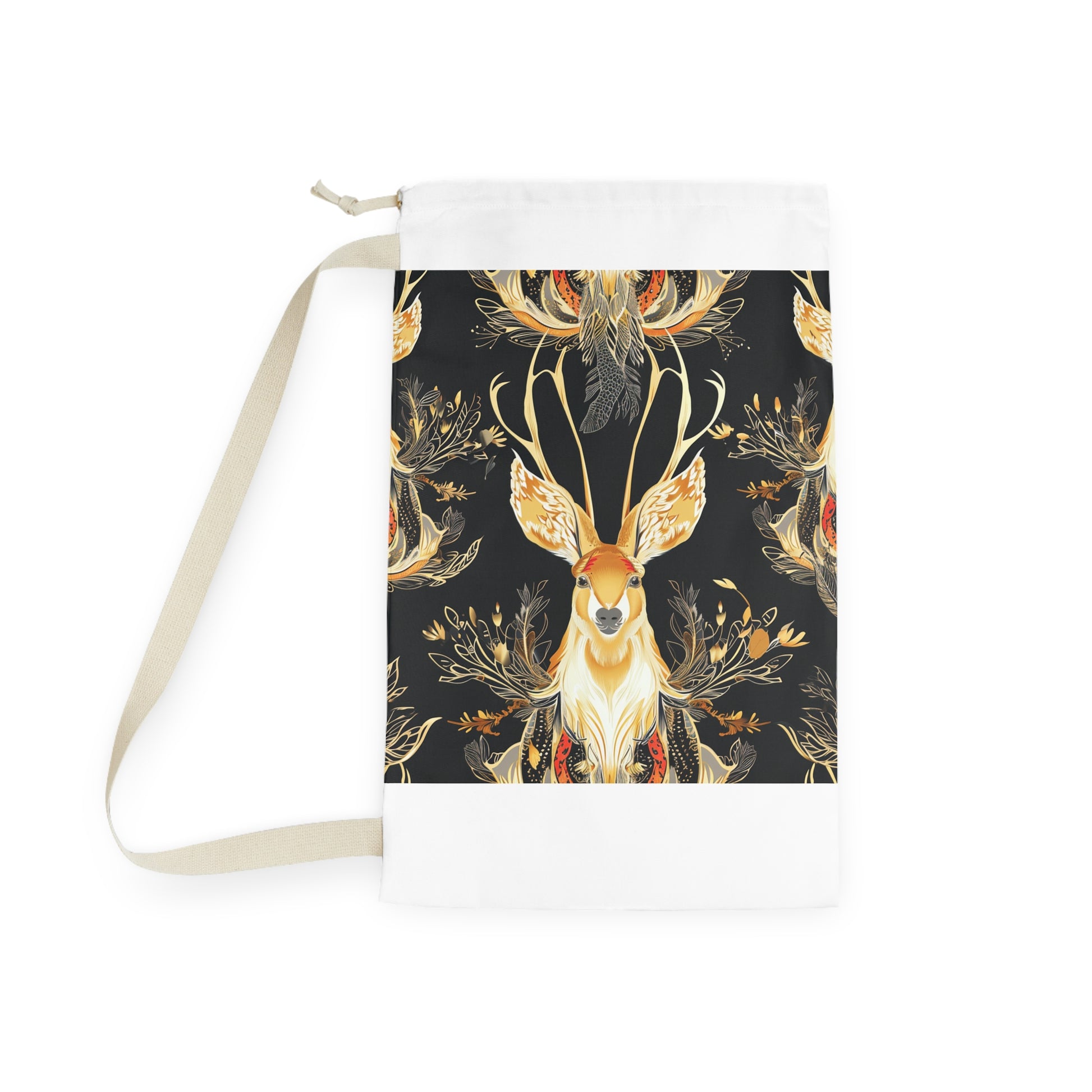 "Jackalope Fantasy Laundry Bag - Mythical patterned laundry bag for stylish transport of laundry, durable and spacious"