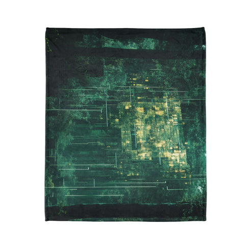 Hologram of the Past Glitching in Forest — Plush Fleece Throw Blanket — Product Detail View 7