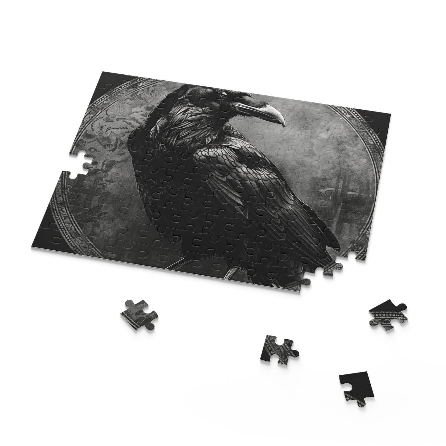 "Hauntingly beautiful Gothic Raven jigsaw puzzle for gothic art lovers"