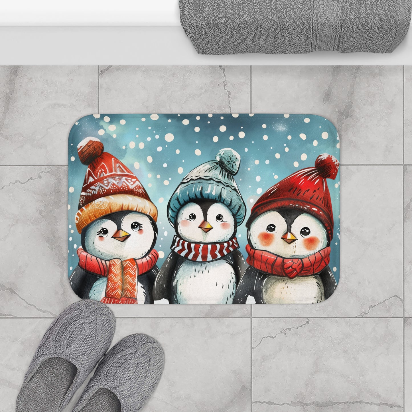 Penguin Party Bath Mat | Bath Mats | Bath, Bathroom, Home & Living, Indoor, Sublimation | Prints with Passion