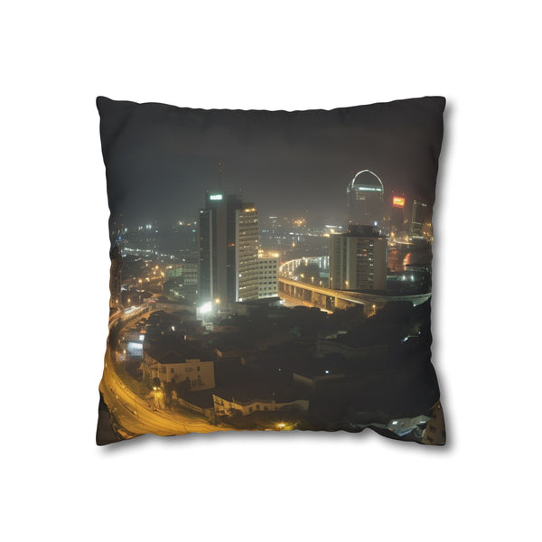 Lagos Nigeria Night Double-Sided Square Cushion Cover