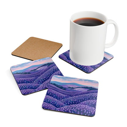 Lavender Fields Corkwood Coaster Set