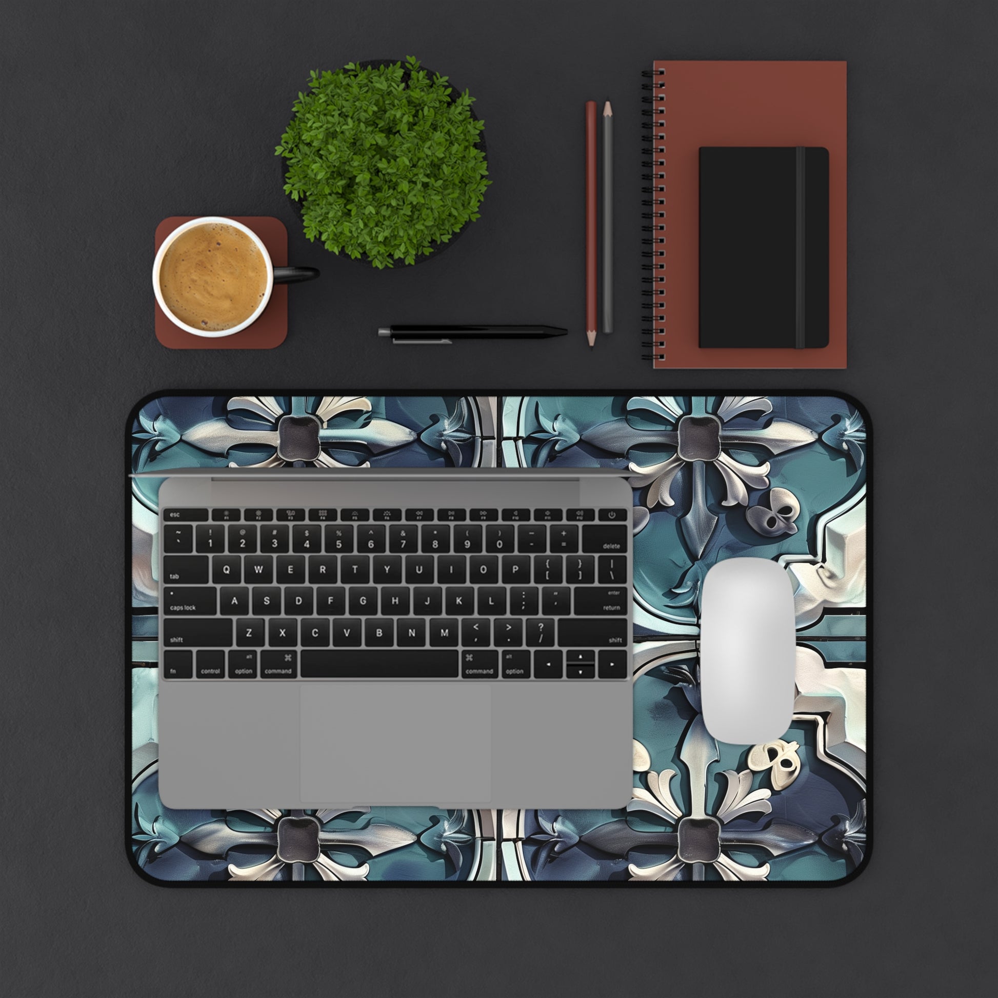 "Artisan Tiles Desk Mat - Stylish office accessory with seamless pattern design"