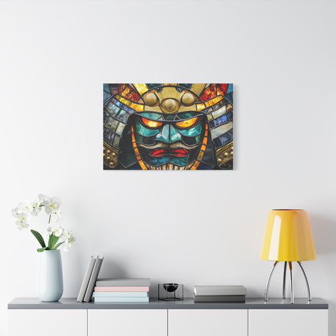 Stained Glass Samurai Mask — Canvas Wall Art — Product Detail View 7