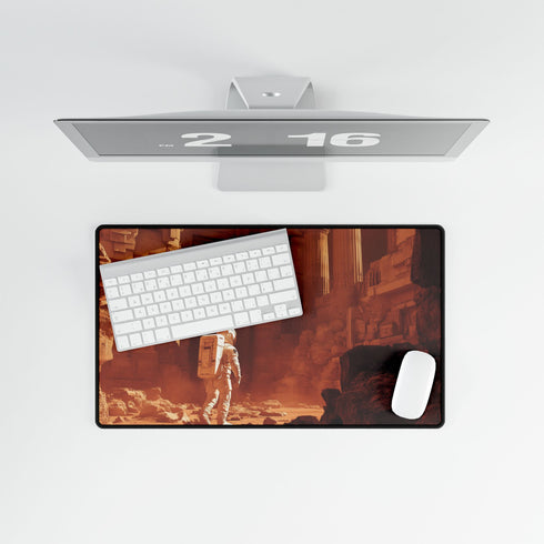 Astronaut Exploring Ancient Ruins on Mars — XL & XXL Desk Mat — Product Detail View 8