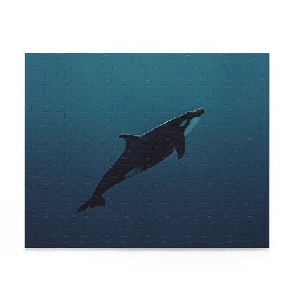 "Tranquil Ocean Whale Jigsaw Puzzle - Majestic whale swimming in serene ocean scene"