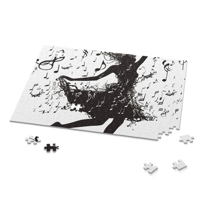 Stunning Dancer's Musical Notes Puzzle - Engaging jigsaw with dancer silhouette surrounded by musical notes