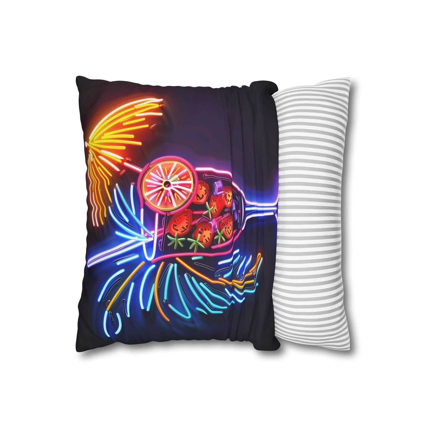 "Neon Cocktail Nights Pillowcase - Vibrant and comfy tropical drink design, perfect for all seasons!"