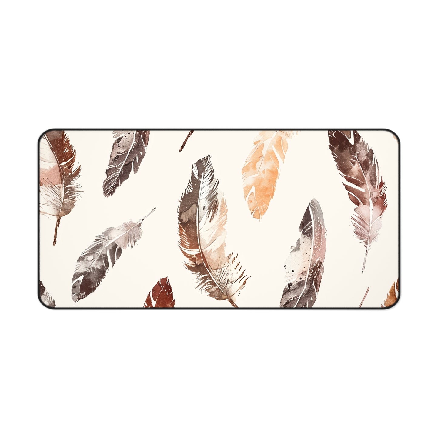 Boho Feathers Desk Mat - Stylish and vibrant feather pattern for your workspace deco