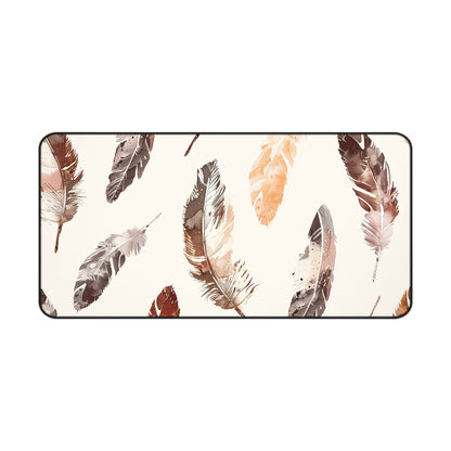 Boho Feathers Desk Mat - Stylish and vibrant feather pattern for your workspace deco