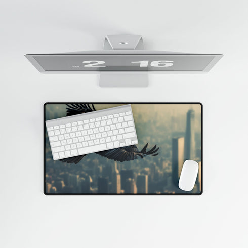 Robotic Eagle Soaring Above City — XL & XXL Desk Mat — Product Detail View 8