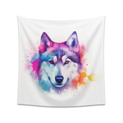 "Arctic Beauty Husky Eyes Tapestry - Captivating Siberian Husky Design | High-Quality Material | Perfect Gift"