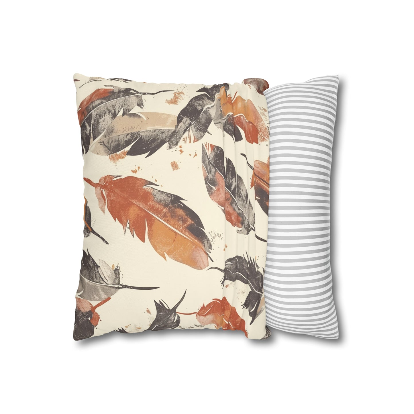 "Boho Feathers Pillow Case - Enhance Your Bed with Whimsical Bohemian Elegance in Soft Colors"