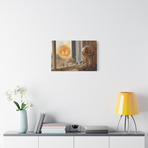 Lost Astronaut Staring at Supernova — Canvas Wall Art — Kiln-Dried Pine Frame & Ready-to-Hang Back View