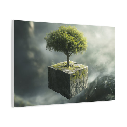 Tree Growing from a Floating Cube — Canvas Wall Art — Product Detail View 6