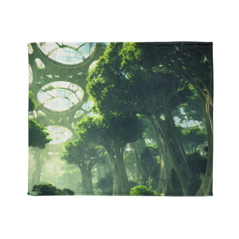 Sky Garden with Fractal Trees Plush Fleece Throw Blanket