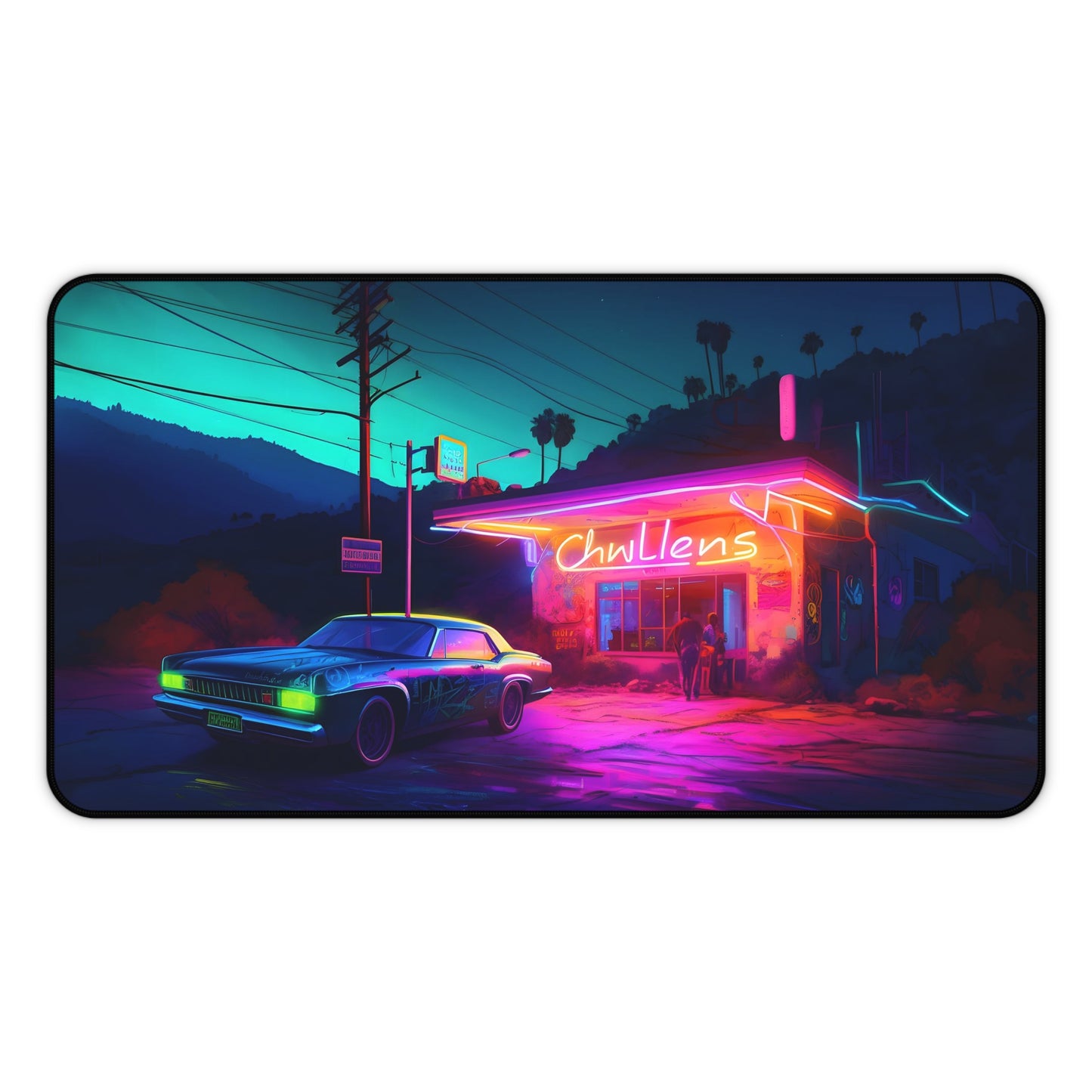 American Diner Neon Sign Desk Mat