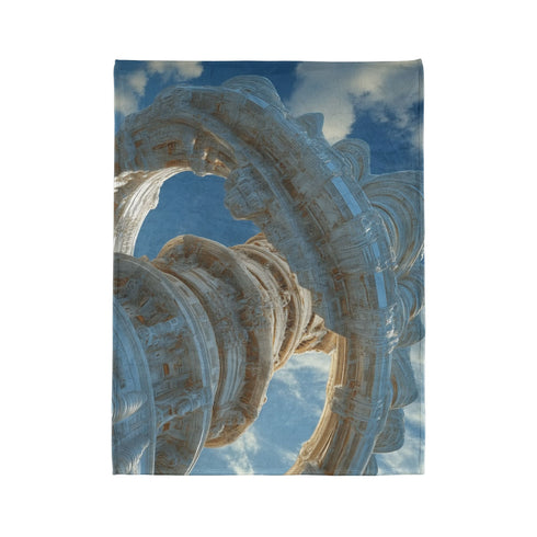 Sky Temple Rotating in Zero Gravity Plush Fleece Throw Blanket