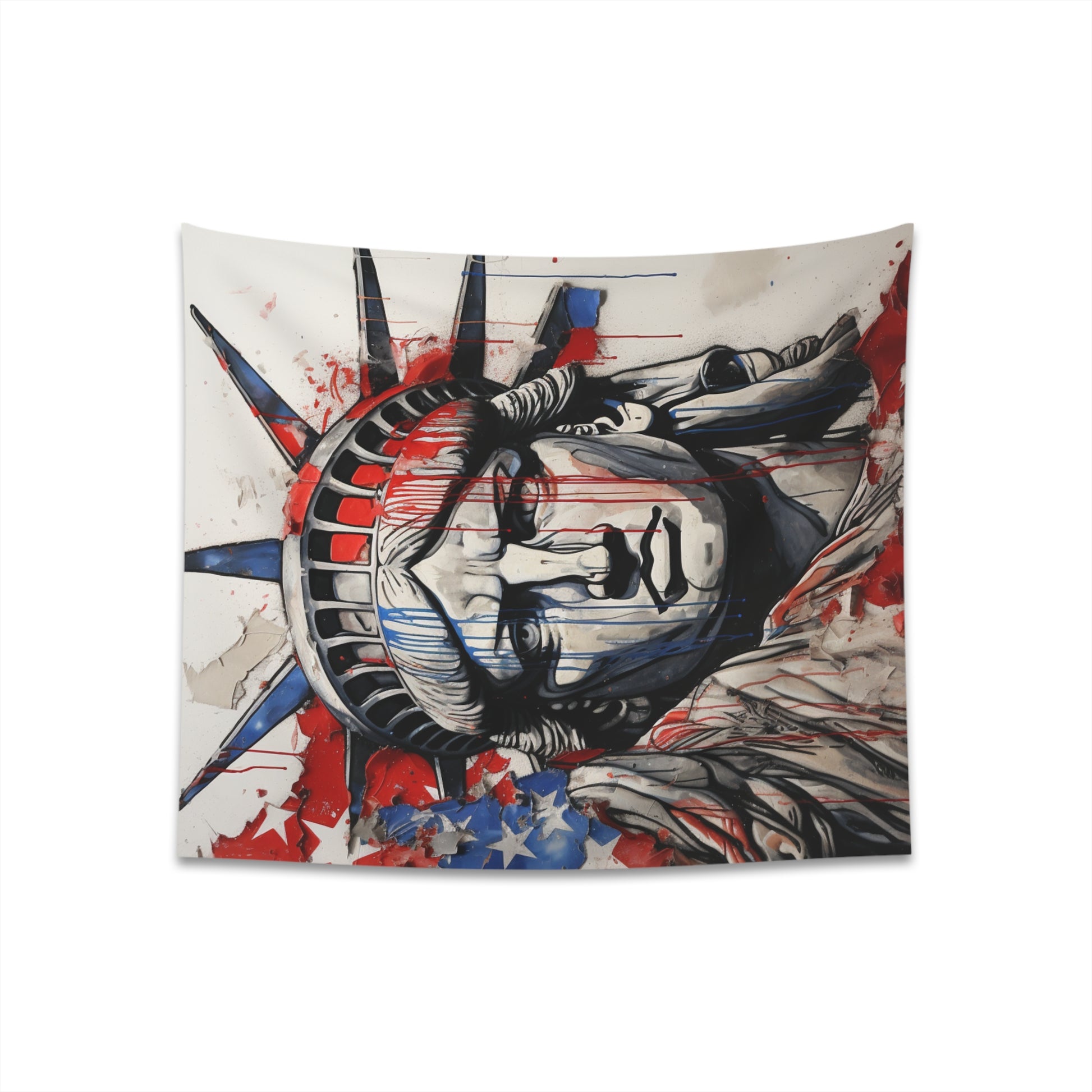 "Abstract Americana Flag Tapestry - Patriotic Art in Bold Colors | High-Quality Décor - Perfect Gift | Available in 34"x40" or 57"x57" Sizes"