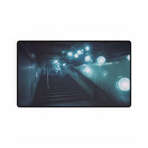 Haunted Subway with Floating Lights — XL & XXL Desk Mat — Gaming & Workspace Desk Setup View