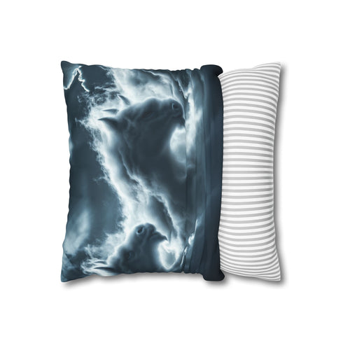 Storm Clouds Shaped Like Mythical Beasts (Edition II) — 40×40 Cushion Cover — Sofa & Living Room Lifestyle View