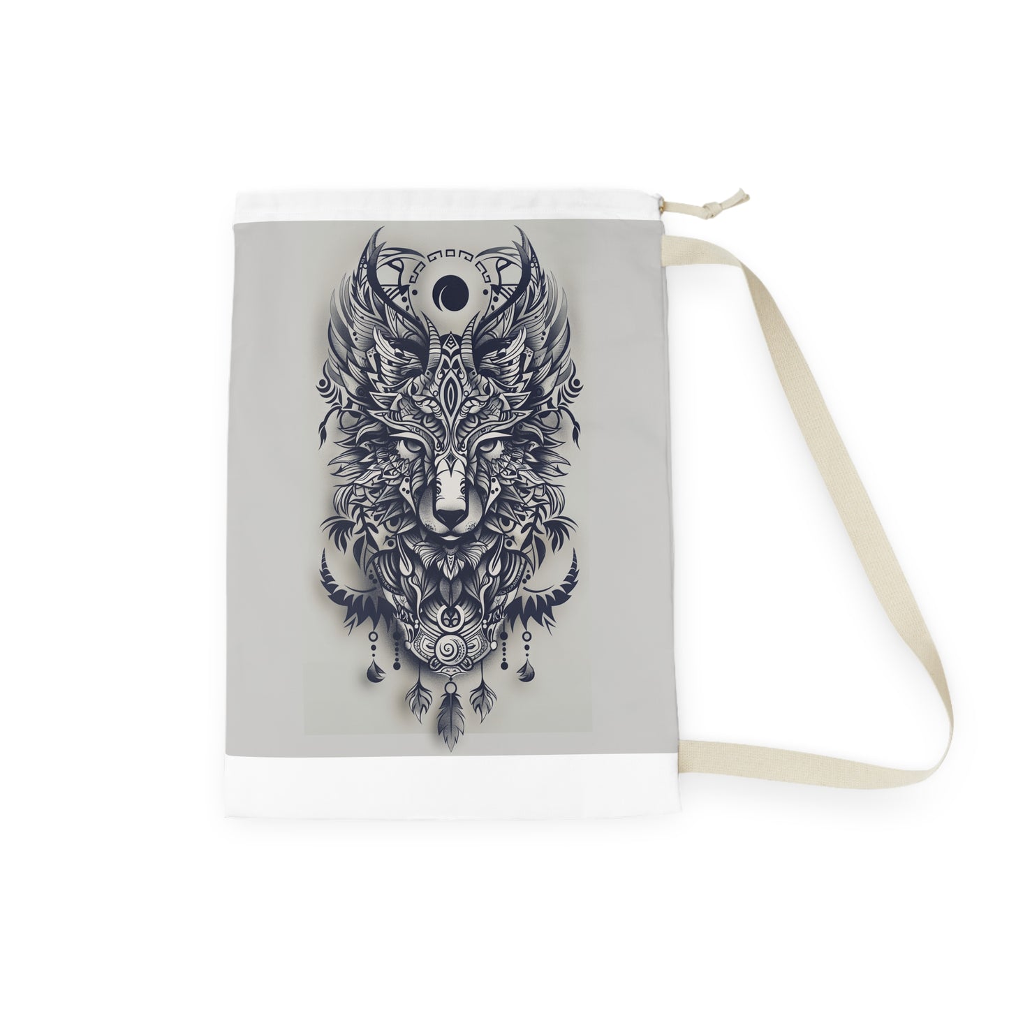 "Get wild with our Tribal Totem Laundry Bag - stylish laundry storage with animal totem design"