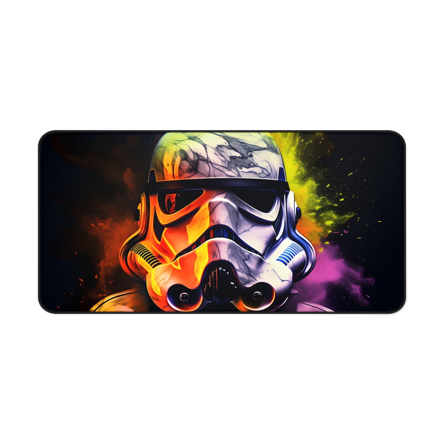 Neon Storm Trooper Desk Mat - Vibrant watercolor design for Star Wars fans