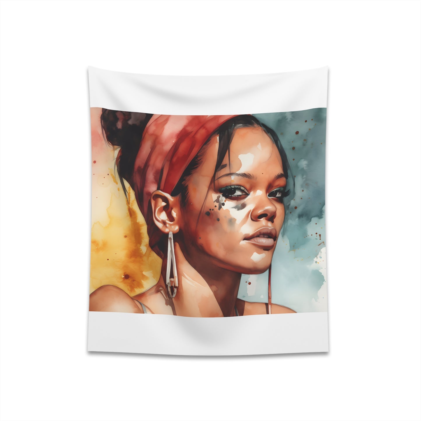 "Rihanna Watercolor Dream Tapestry - High-Quality, Stylish Décor - Perfect for Fans - Available in 34x40 & 57x57 Inches"