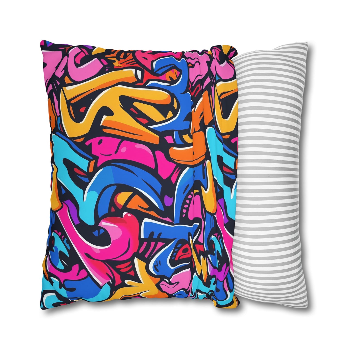 "Urban Graffiti Neon Pillowcase - Vibrant seamless pattern for a pop of personality in your bedroom"