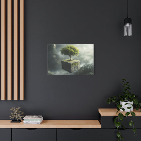 Tree Growing from a Floating Cube — Canvas Wall Art — Product Detail View 8