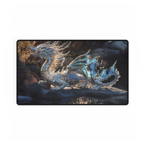 Glass Canyon Refracting Light Dragons — XL & XXL Desk Mat — Gaming & Workspace Desk Setup View