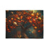 Tree with Planets Growing as Fruit — Plush Fleece Throw Blanket — 300 GSM Plush Coral Fleece Texture Close-Up
