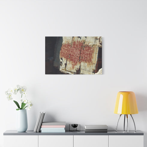 Canyon Walls with Ancient Digital Glyphs Stretched Canvas Wall Art