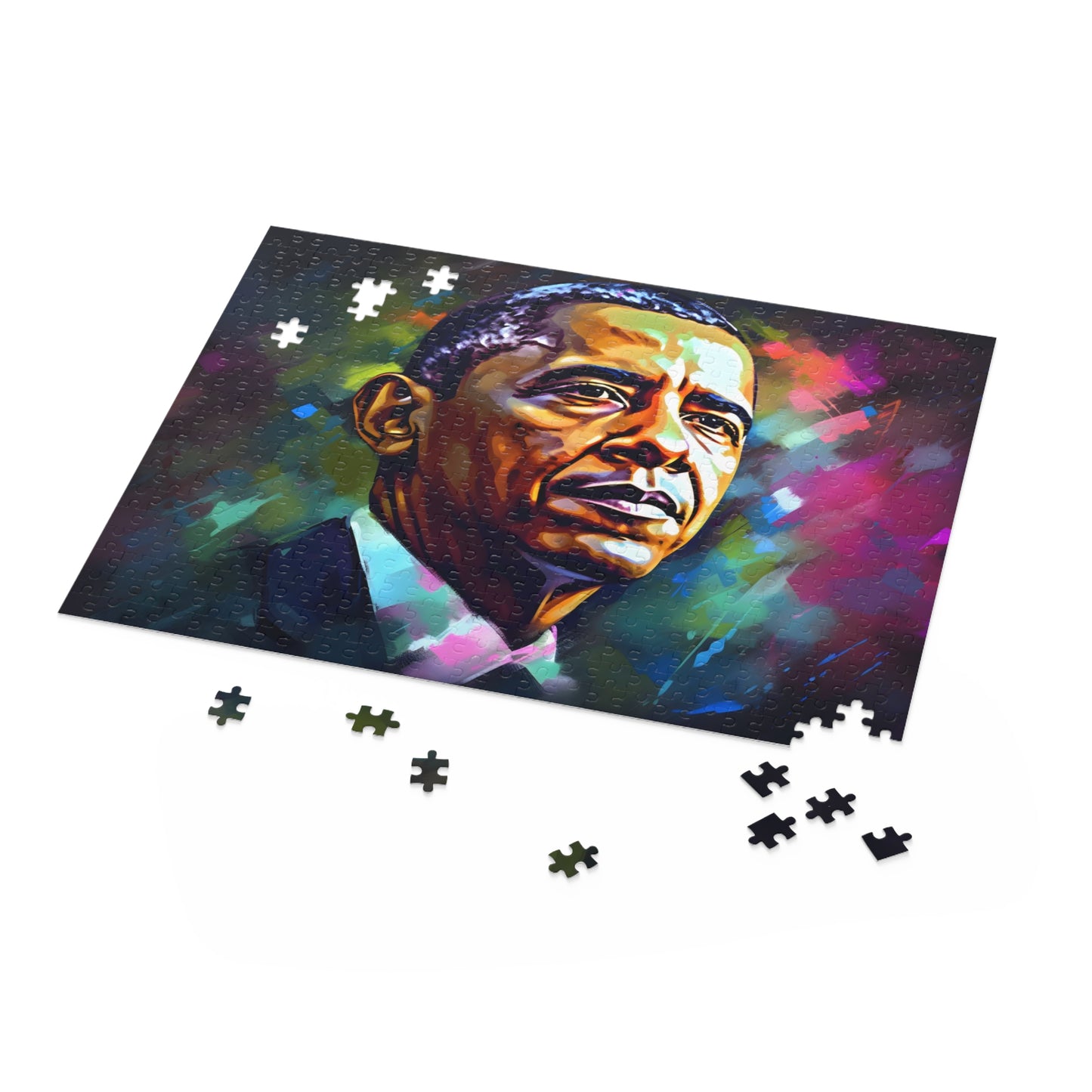 Obama Neon Watercolor Jigsaw Puzzle