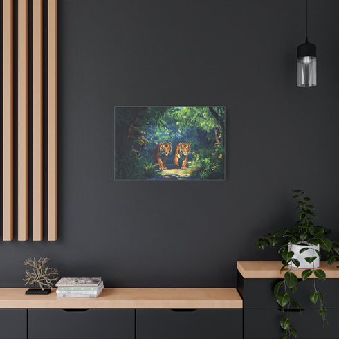Digital Jungle with Pixelated Tigers (Edition II) — Canvas Wall Art — Product Detail View 8