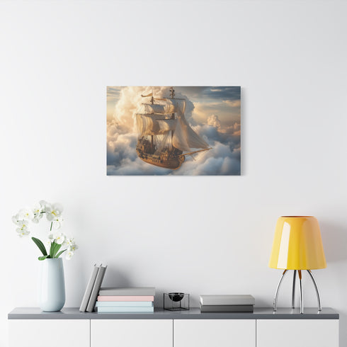 Steampunk Airship Sailing Through Clouds — Canvas Wall Art — Product Detail View 7