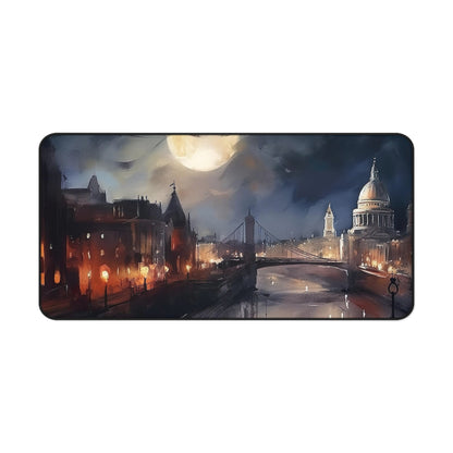 "London Night Sky Desk Mat - Create an inspiring workspace with stunning city skyline image"