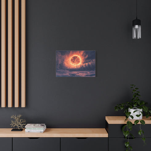 Solar Storm Erupting over Frozen Jungle Stretched Canvas Wall Art