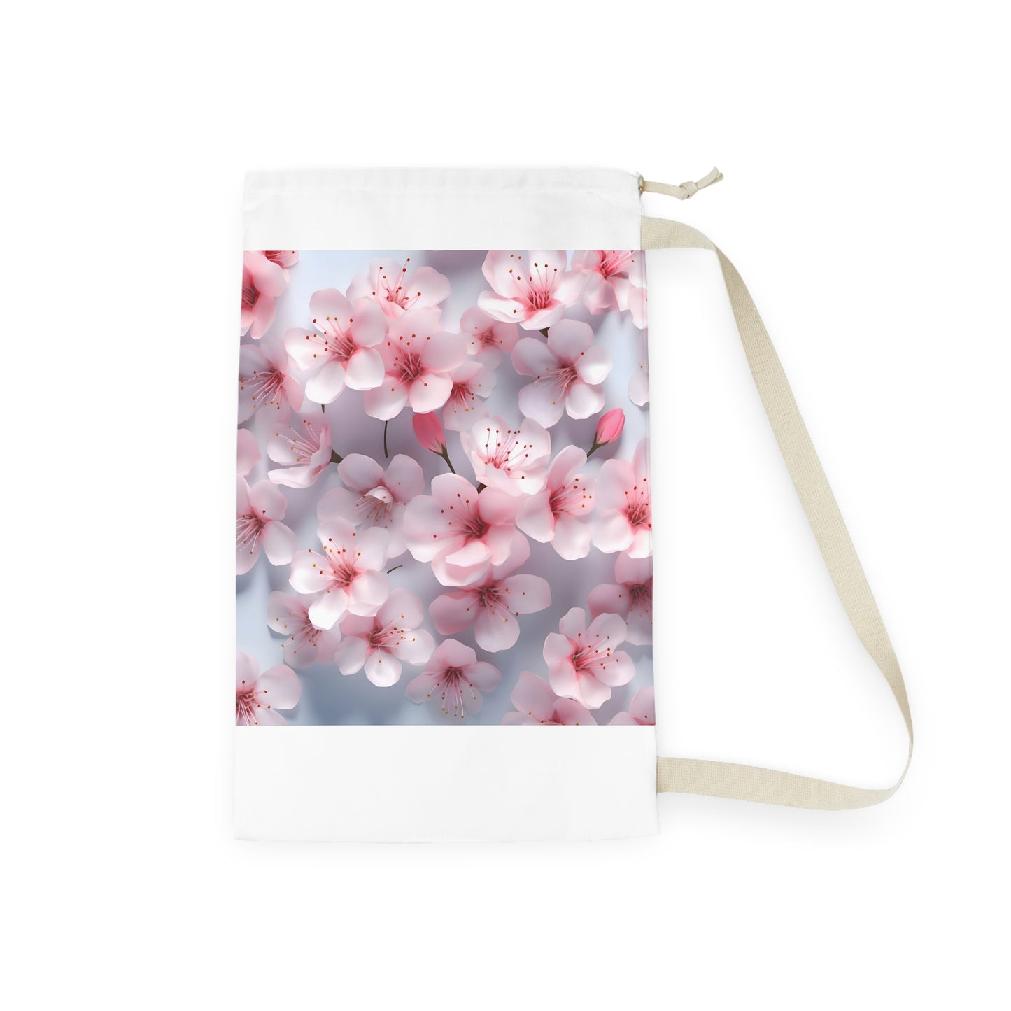 "3D Cherry Blossom Pattern Laundry Bag - Stylish and practical laundry storage solution"