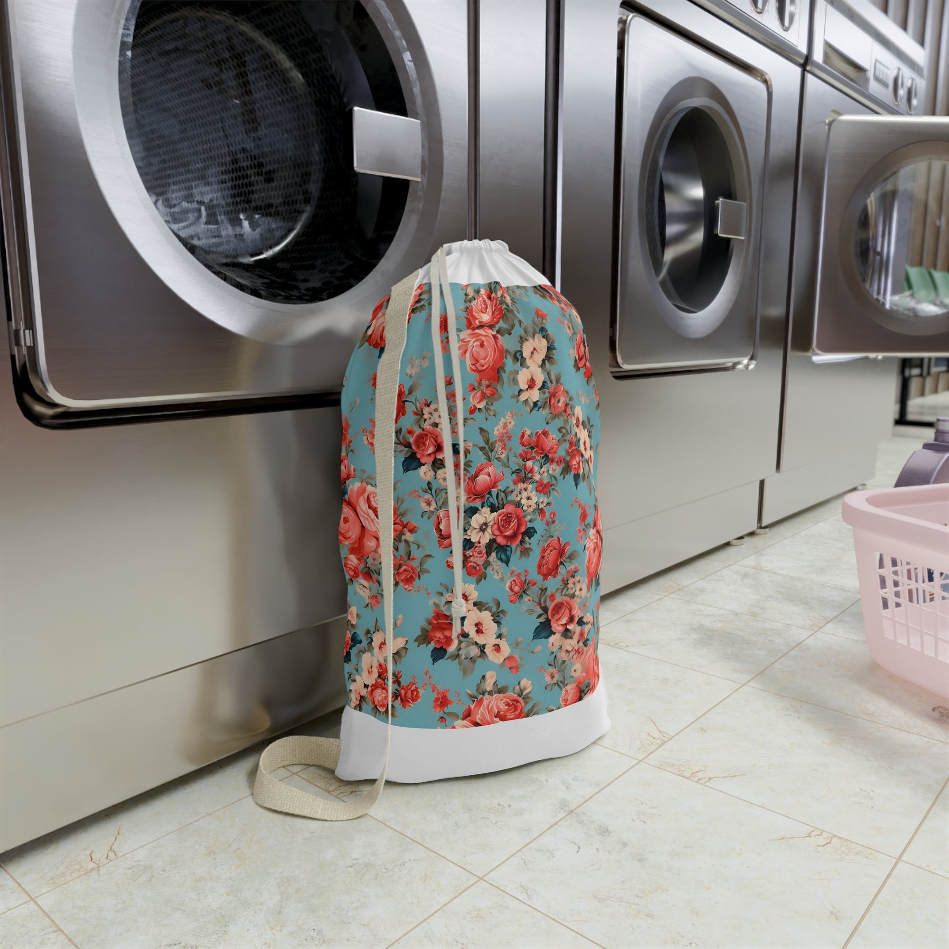 Vintage fabric pattern laundry bag - elegant and stylish way to transport laundry in a seamless design.