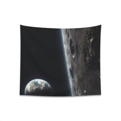 "Earthrise: A Cosmic Tapestry - Breathtaking space-inspired home decor with vibrant blue oceans and swirling cloud patterns"