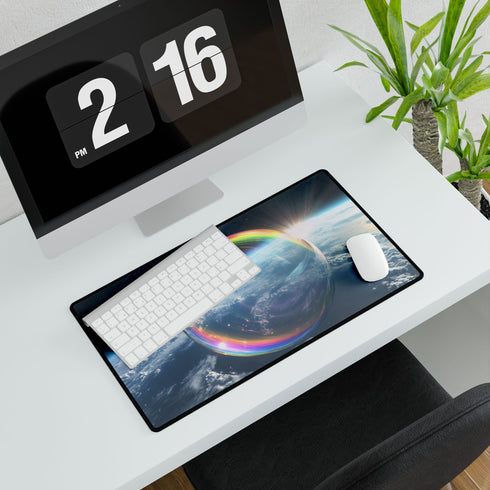 Surreal Dream Bubble Drifting Over Earth — XL & XXL Desk Mat — Product Detail View 7