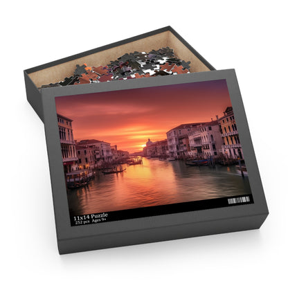 "Vibrant Venice Sunset Jigsaw Puzzle with 1000 pieces, capturing Italy's iconic cityscape"