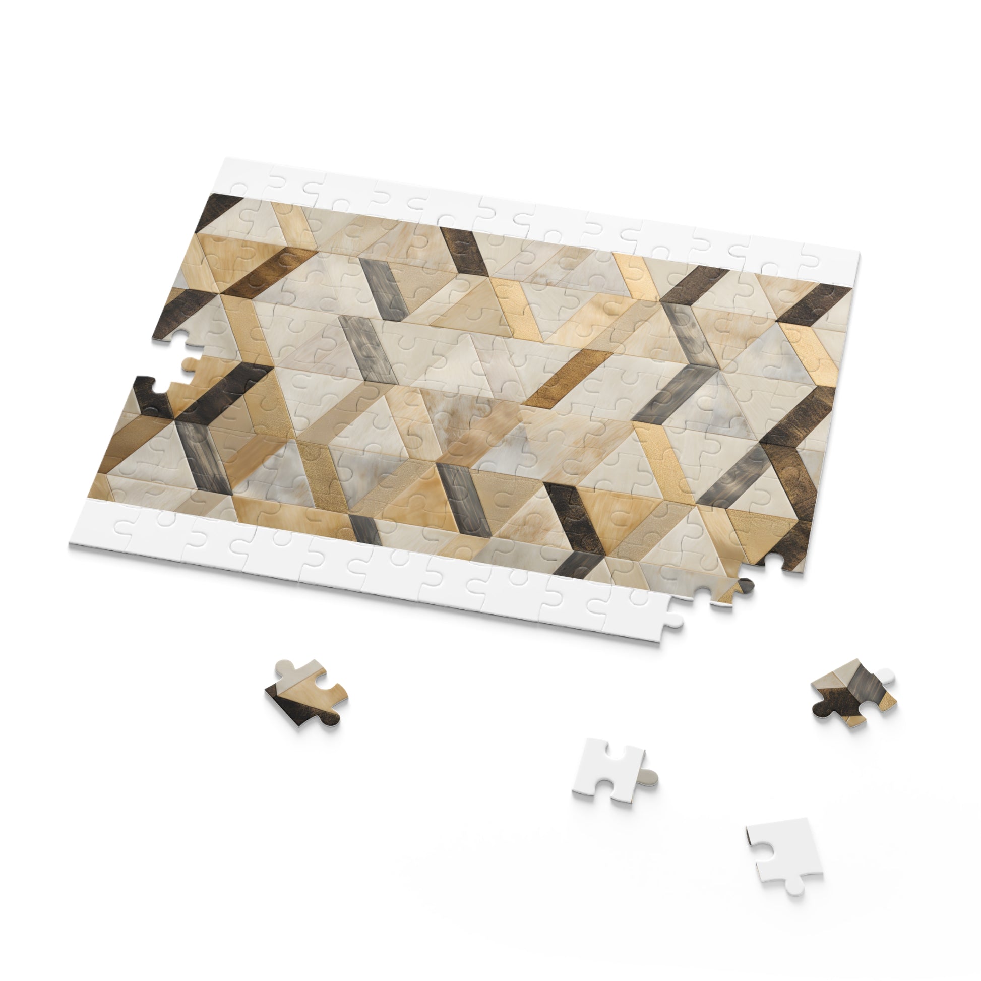 "Modern Cream and Gold Pearl Kilim Jigsaw Puzzle for Luxurious Puzzle Solving"