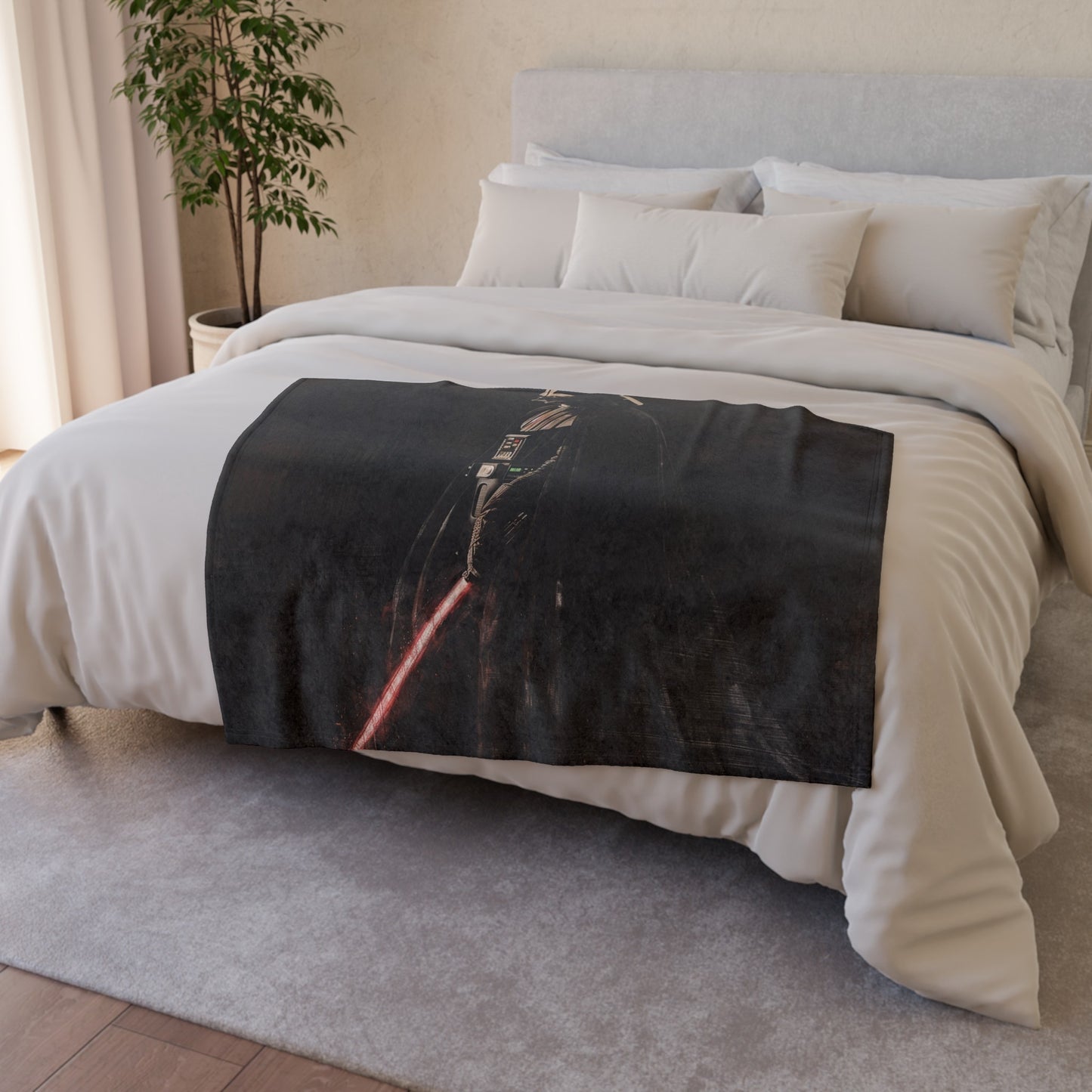 this blanket is perfect for snuggling up and channeling the dark side's strength. Let Darth Vader rule your galaxy of comfort with this must-have blanket for Star Wars fans.