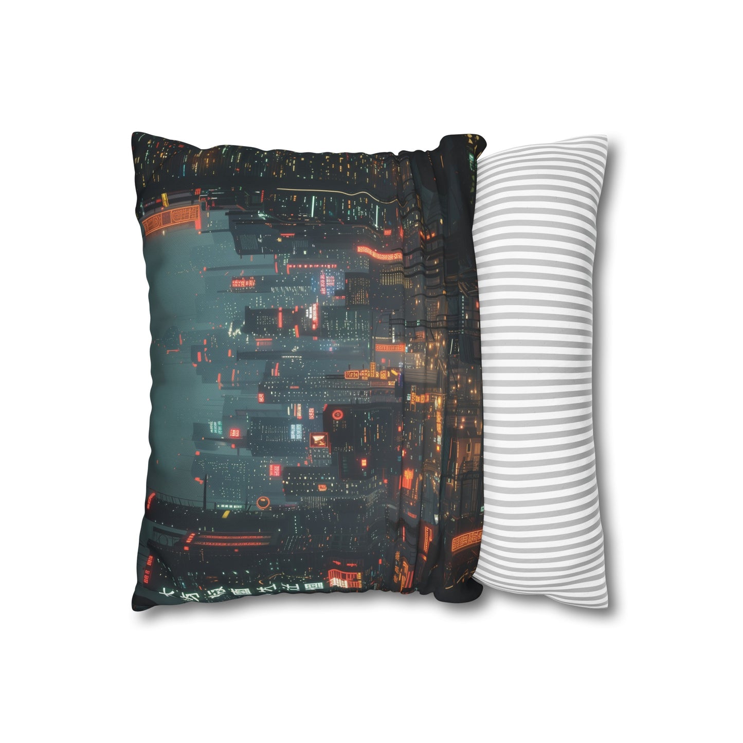 "Neon Metropolis Pillowcase - Vibrant Cyberpunk Design | High-Quality & Stylish | Perfect for All Seasons | Great Gift Option"